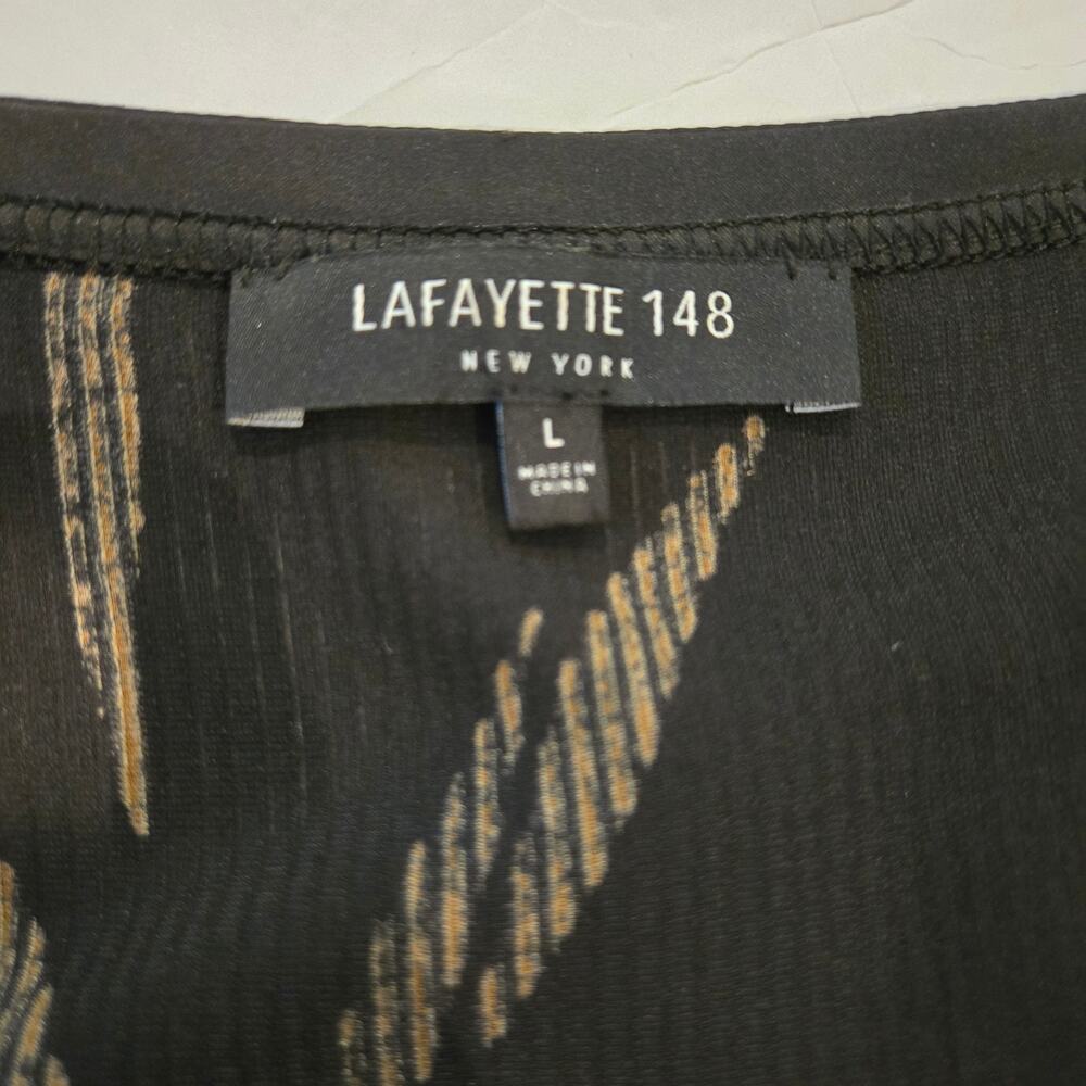Lafayette 148 Black Viscose-Silk Flowy Relaxed Fit Velvet Floral Pattern Top - L - Picture 6 of 10